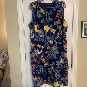 18T size Tall Lands End Cotton Blend Dress Women Zip Back Botanical floral